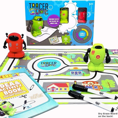 TracerBot Set - Two STEM Robots That Follow Lines You Draw