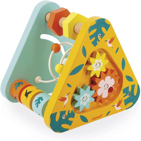 Janod Tropik Stackable Pyramid - 5 Cubes and Wooden Animals
