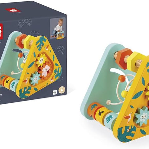 Janod Tropik Stackable Pyramid - 5 Cubes and Wooden Animals