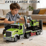 2-in-1 RC Lowbed Semi-Trailer Truck & Excavator Toy Set - 1:12 Scale