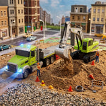 2-in-1 RC Lowbed Semi-Trailer Truck & Excavator Toy Set - 1:12 Scale