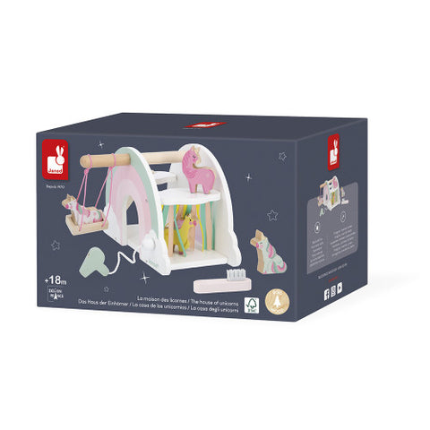 Janod Unicorn Rainbow House - 4 Figures & Secret Mirror