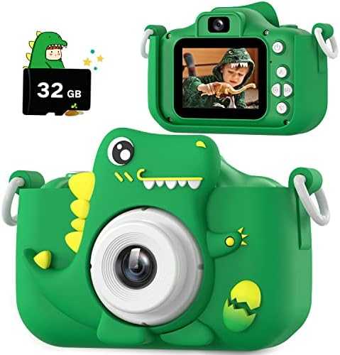 Upgrade Dinosaur Kids Camera with Selfie & Video