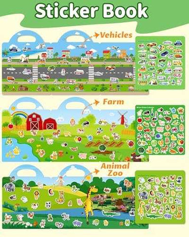 Walenced Reusable Sticker Activity Book