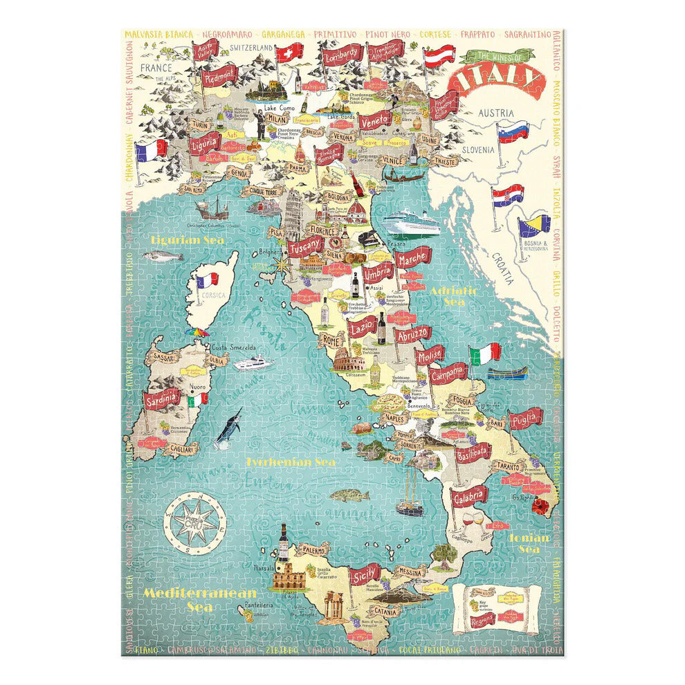 Wines of Italy - 1000-Piece Wine Map Puzzle for Wine Lovers