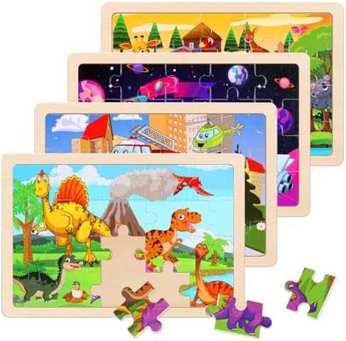 Wooden Dinosaur Jigsaw Puzzles Set (4 Packs)