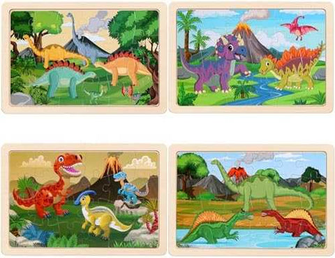 Wooden Dinosaur Jigsaw Puzzles Set (4 Packs)