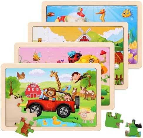 Wooden Dinosaur Jigsaw Puzzles Set (4 Packs)