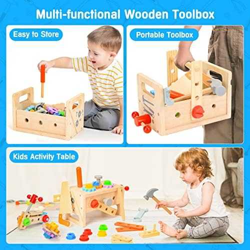 Wooden Toddler Tool Set Montessori Construction Kit (29 pcs)