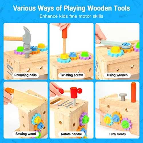 Wooden Toddler Tool Set Montessori Construction Kit (29 pcs)
