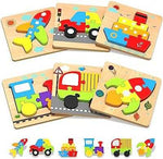 Yetonamr Wooden Vehicle Shape Puzzle Set (6 pcs)