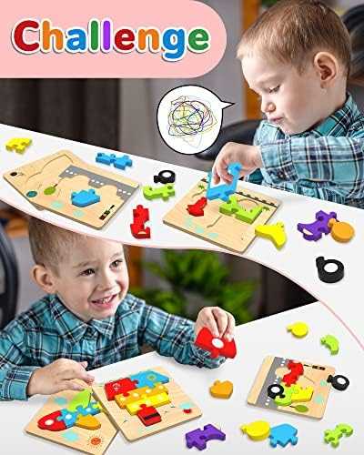 Yetonamr Wooden Vehicle Shape Puzzle Set (6 pcs)
