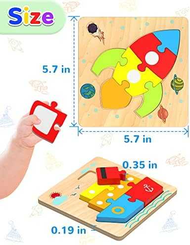 Yetonamr Wooden Vehicle Shape Puzzle Set (6 pcs)