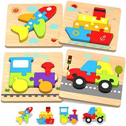 Yetonamr Wooden Vehicle Shape Puzzle Set (6 pcs)