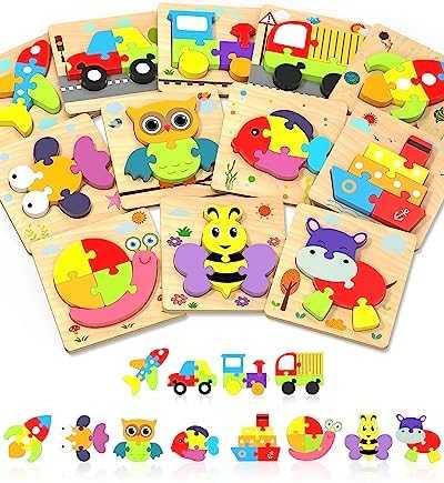 Yetonamr Wooden Vehicle Shape Puzzle Set (6 pcs)