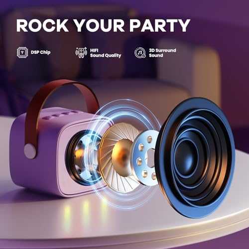 YLL Kids Karaoke Machine with 2 Wireless Microphones (Purple)