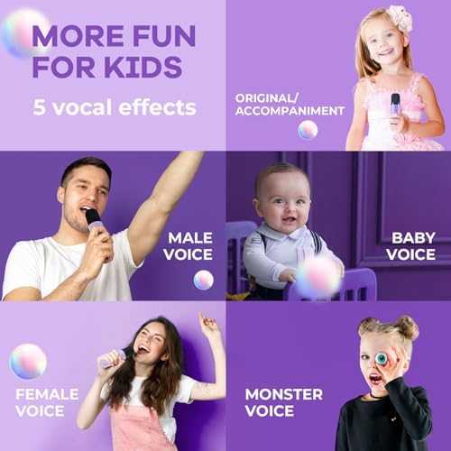 YLL Kids Karaoke Machine with 2 Wireless Microphones (Purple)