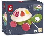 Janod Zigolos Pull-along Turtle - Cute Wooden Pull Toy for Toddle