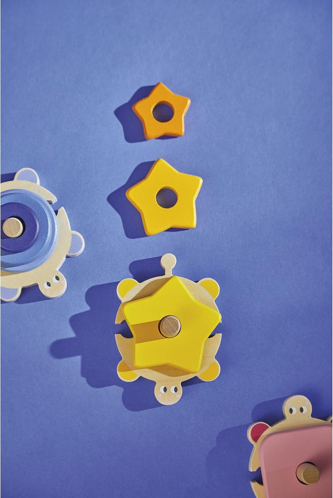 Janod Zigolos Stackable Turtle Puzzle - Fun Wooden Stacking Toy f