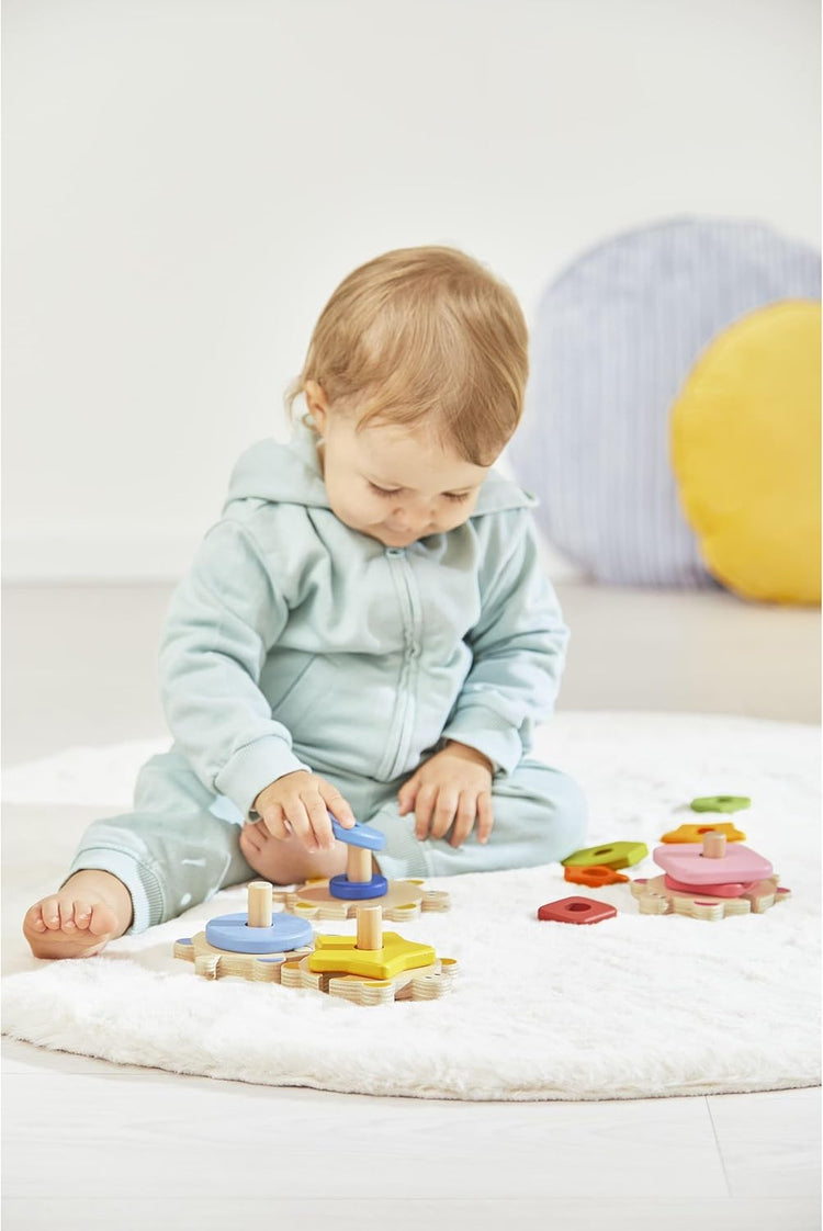 Janod Zigolos Stackable Turtle Puzzle - Fun Wooden Stacking Toy f